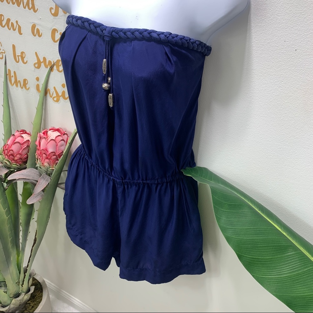 ALICE & TRIXIE Navy Blue Silk Strapless Romper Small - Picture 6 of 12